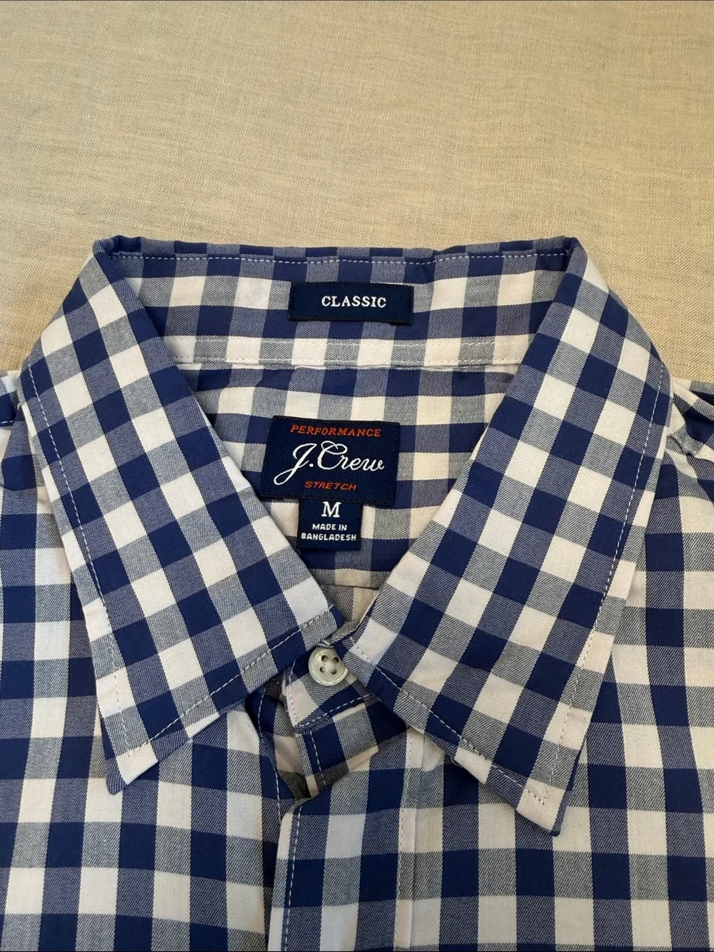 J. Crew Navy and White Gingham Button-Down Shirt New with Tags Removed